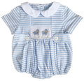 The Smocked Layette Romper - Blue Sheep