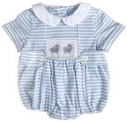 The Smocked Layette Romper - Blue Sheep