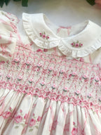 {Sutherby Girls} Signature Smocked Romper ~ Pink Bow Trellis