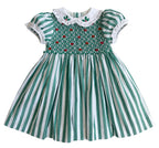 {Sutherby Girls} Signature Smocked Dress ~ Evergreen Stripe