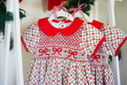 {Sutherby Girls} Signature Smocked Dress ~ Holiday Garland Trellis