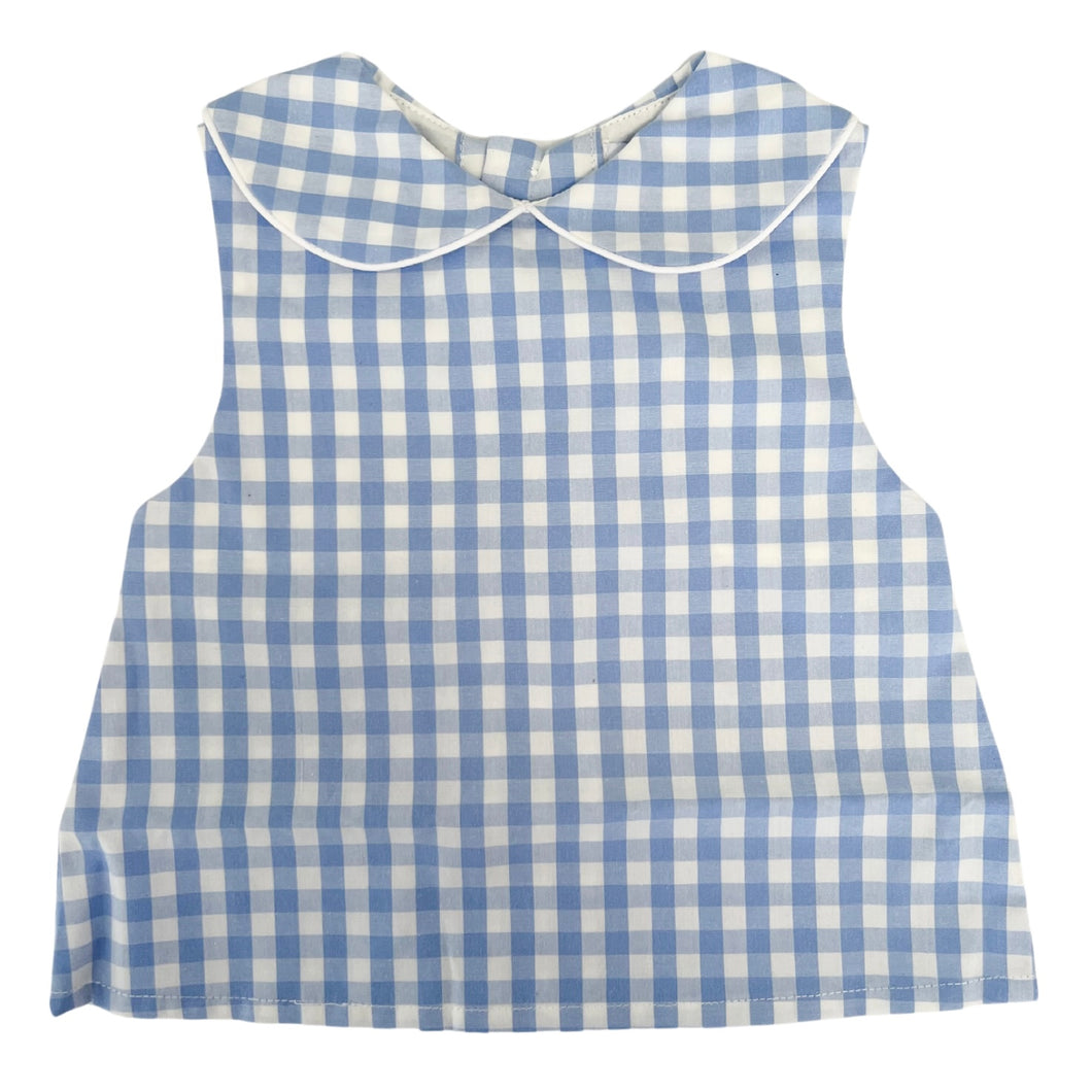 Collared Unisex Blouse - Blue Gingham