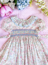 Load image into Gallery viewer, The Smocked Dress - Pink &amp; Blue Bunny Floral
