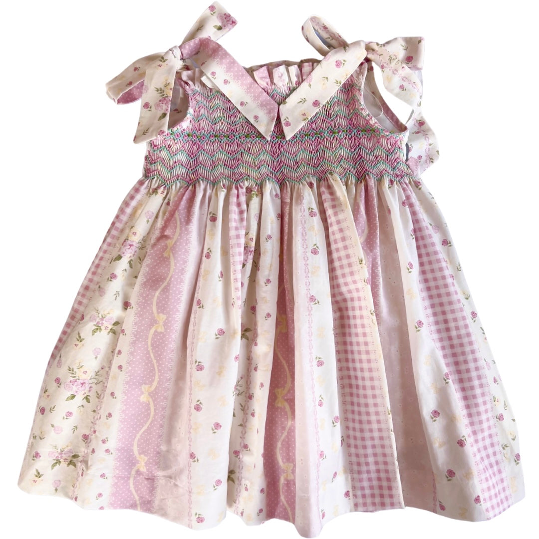 {Sutherby Girls} Smocked Dress ~ Pink Vintage Patchwork