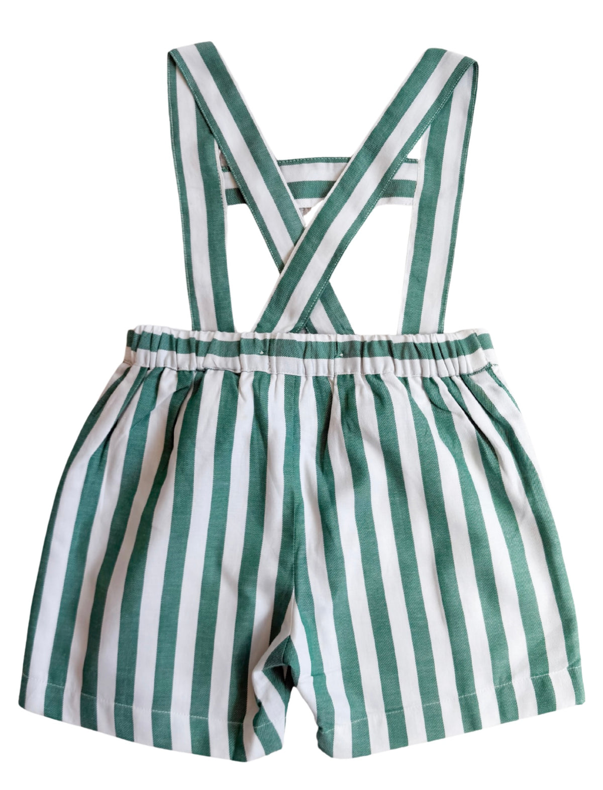 {Sutherby Boys} Suspender Shorts ~ Evergreen Stripe