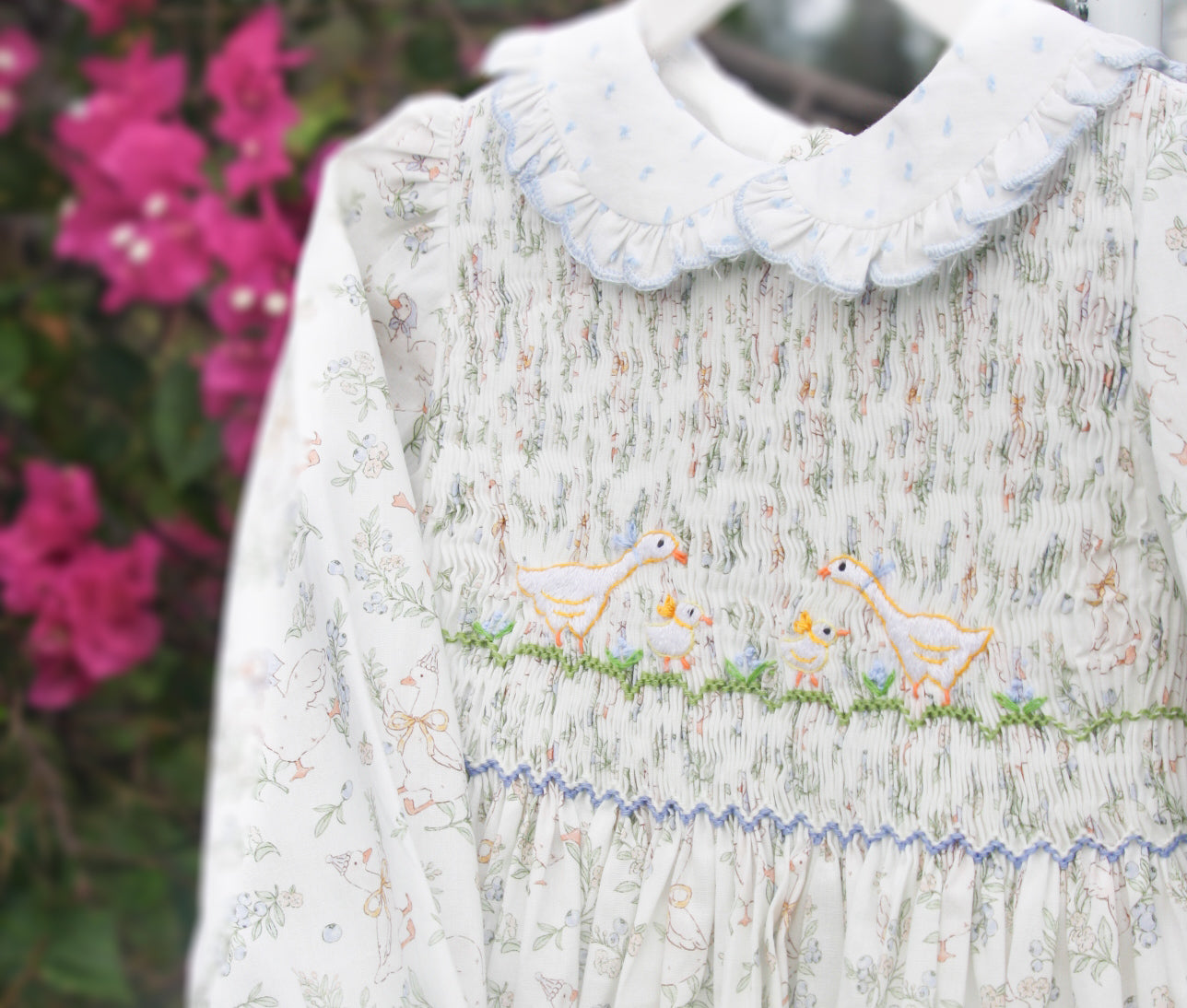 {Sutherby Girls} Signature Smocked Dress ~ 'Country Geese'