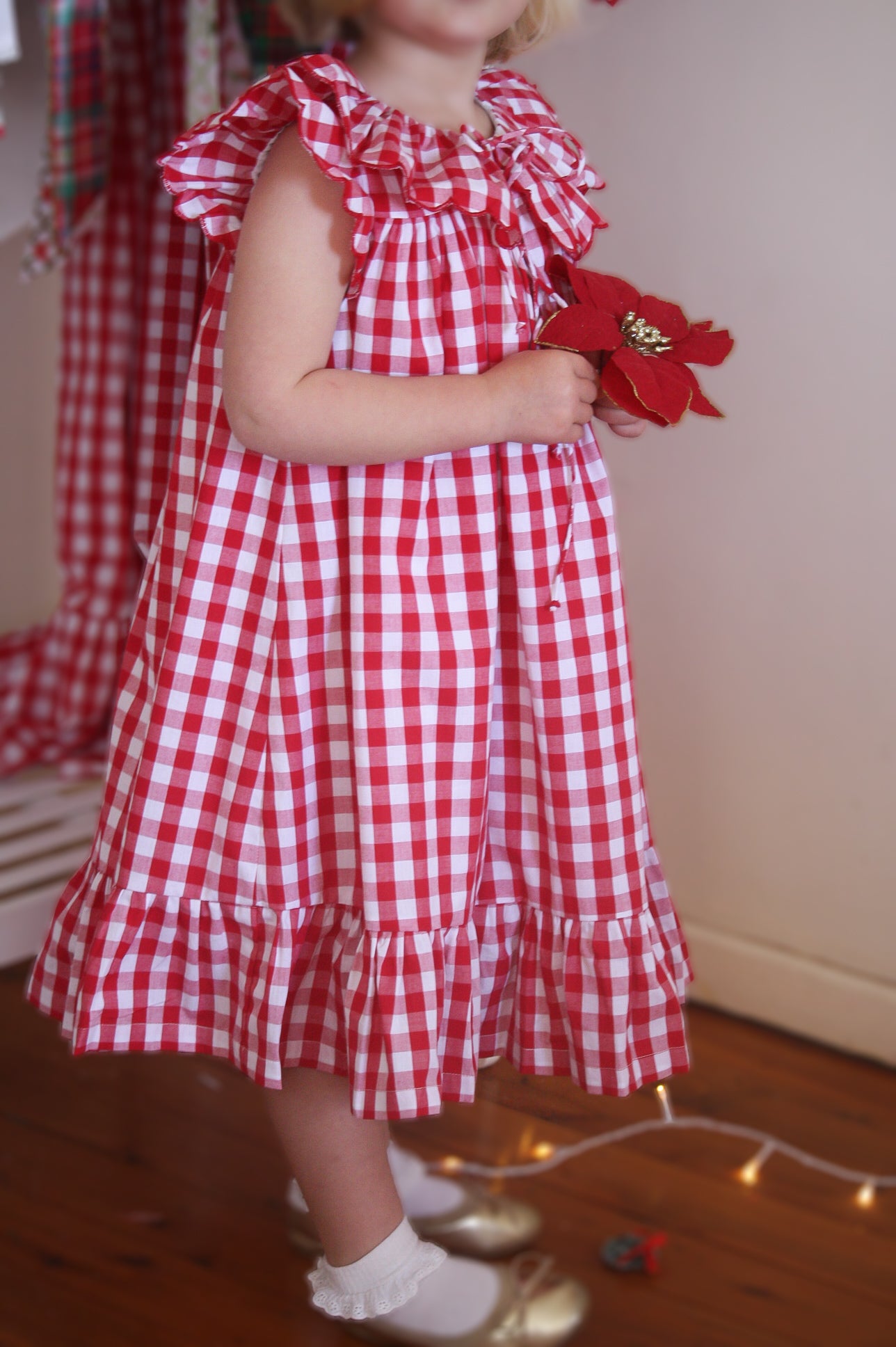 {Sutherby Girls} Signature ‘Mabel' Capelet Daygown ~ Red Picnic Gingham
