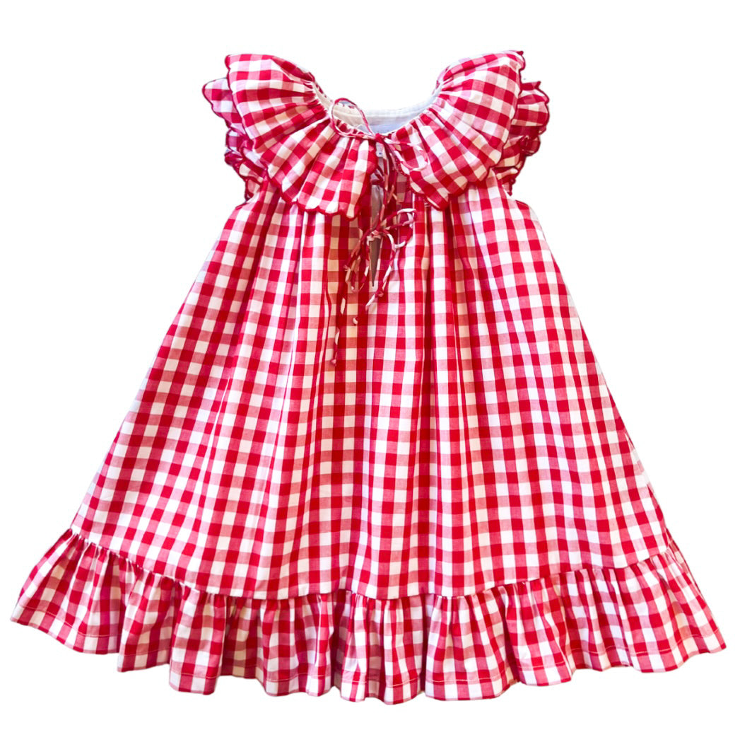 {Sutherby Girls} Signature ‘Mabel' Capelet Daygown ~ Red Picnic Gingham