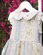 {Sutherby Girls} Embroidered Romper ~ Blue Vintage Patchwork