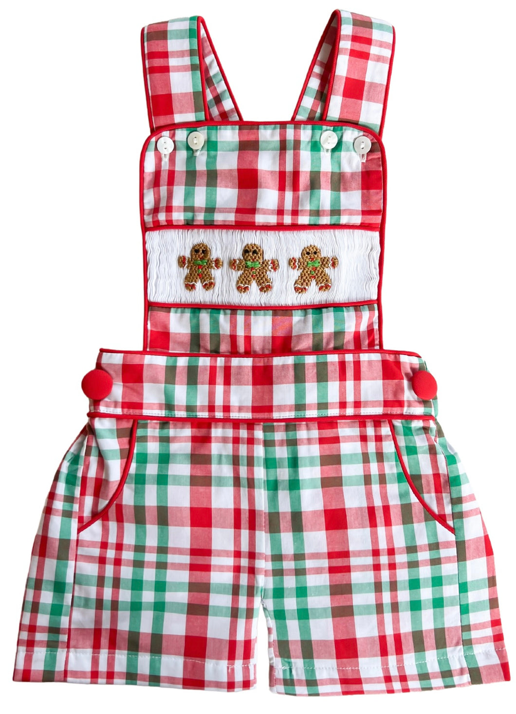 Gingerbread Plaid Shortall