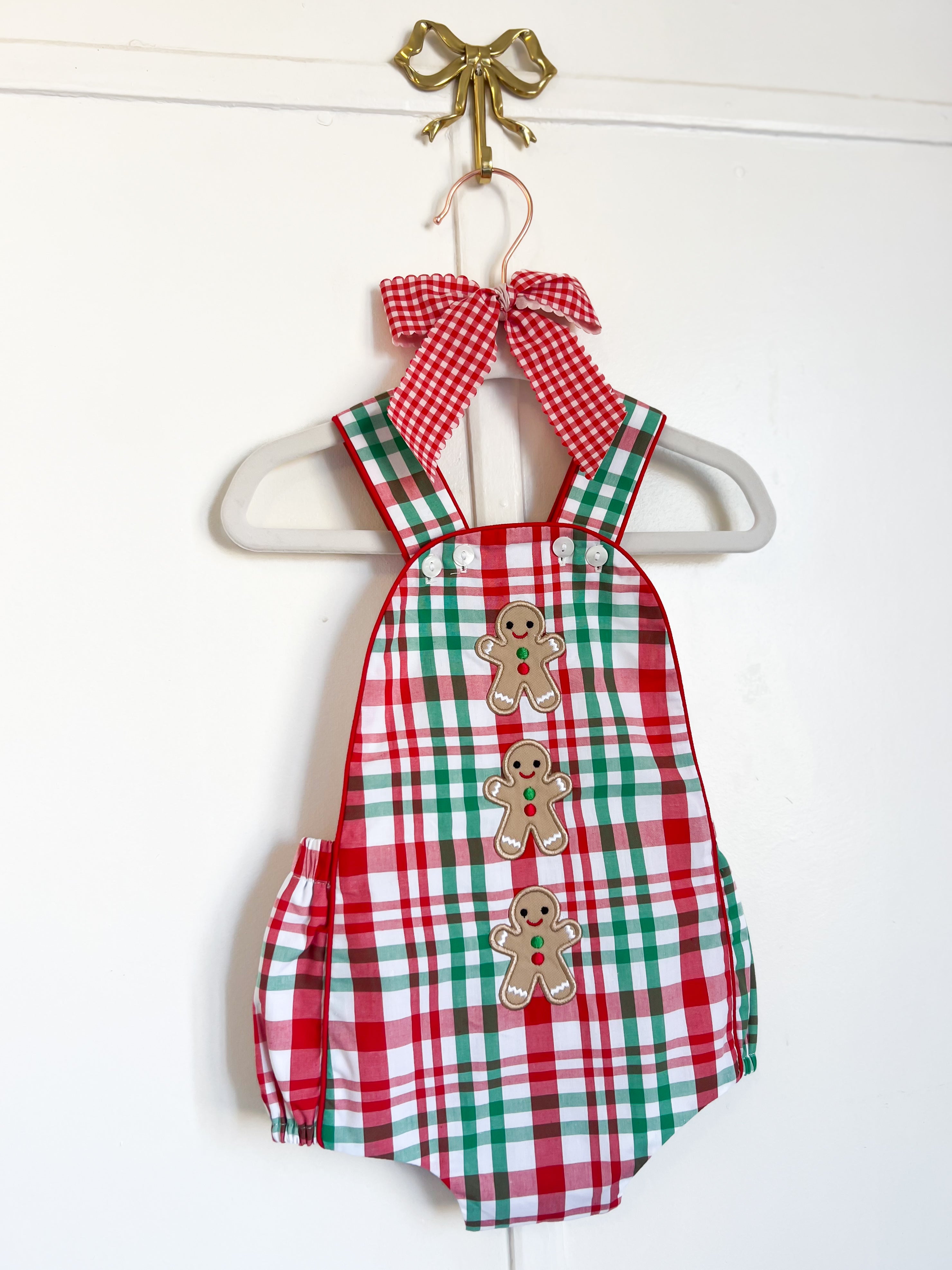 {Sutherby Boys} Gingerbread Plaid Romper