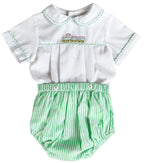 {Sutherby Boys} Festive Train 2pc Set ~ Peppermint Green Striped