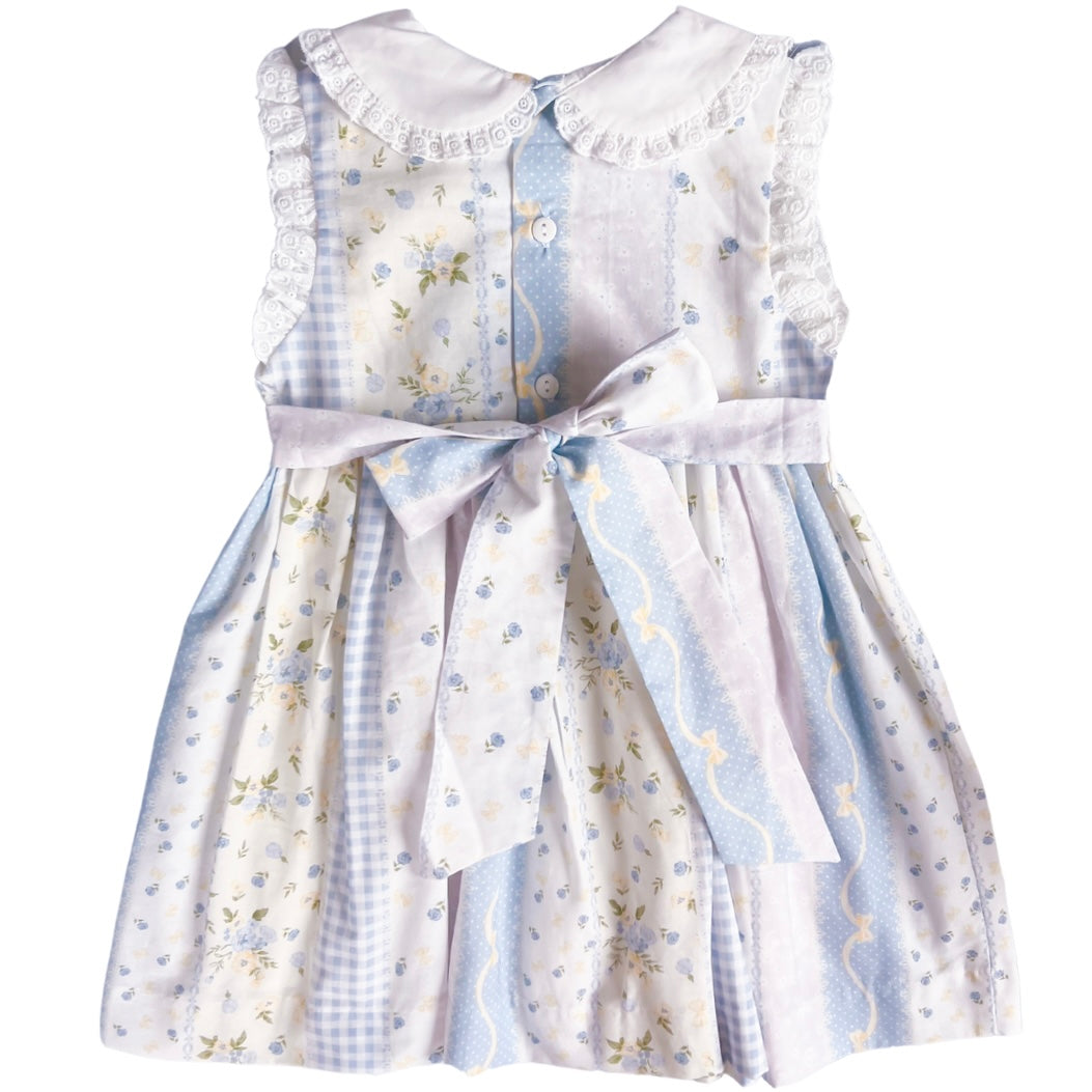 {Sutherby Girls} Embroidered Dress ~ Blue Vintage Patchwork