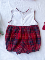 The Holiday Heirloom Tartan Embroidered Sleeveless Romper