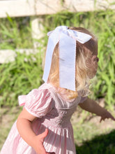 Load image into Gallery viewer, The Preppy Long Hair Bow - Classic White/Pale Pink
