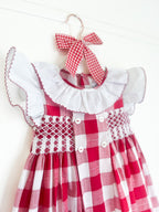 {Sutherby Girls} Signature Smocked Dress - Heritage Red Gingham ~ FARMHOUSE SALE
