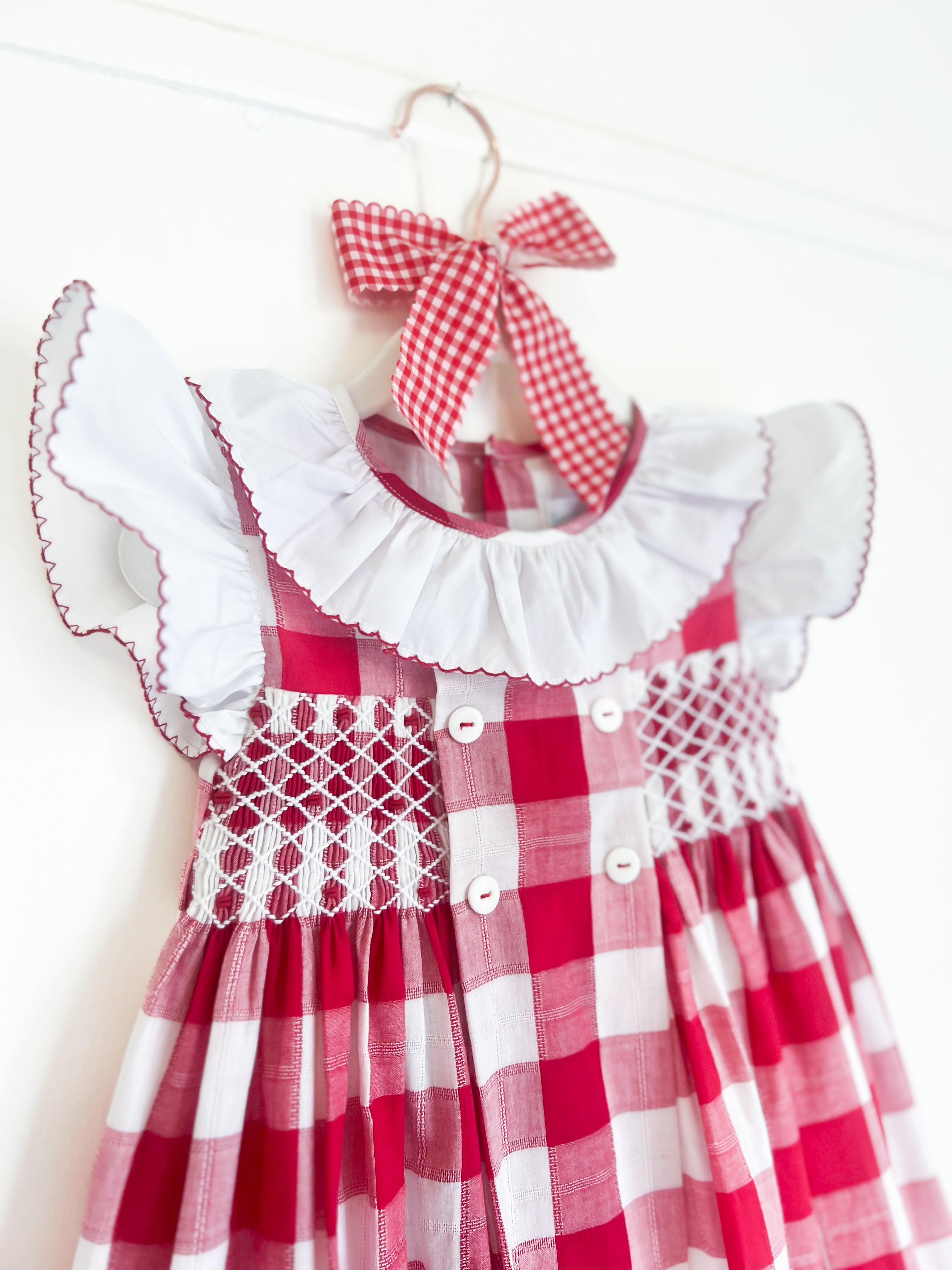 {Sutherby Girls} Signature Smocked Dress - Heritage Red Gingham ~ FARMHOUSE SALE