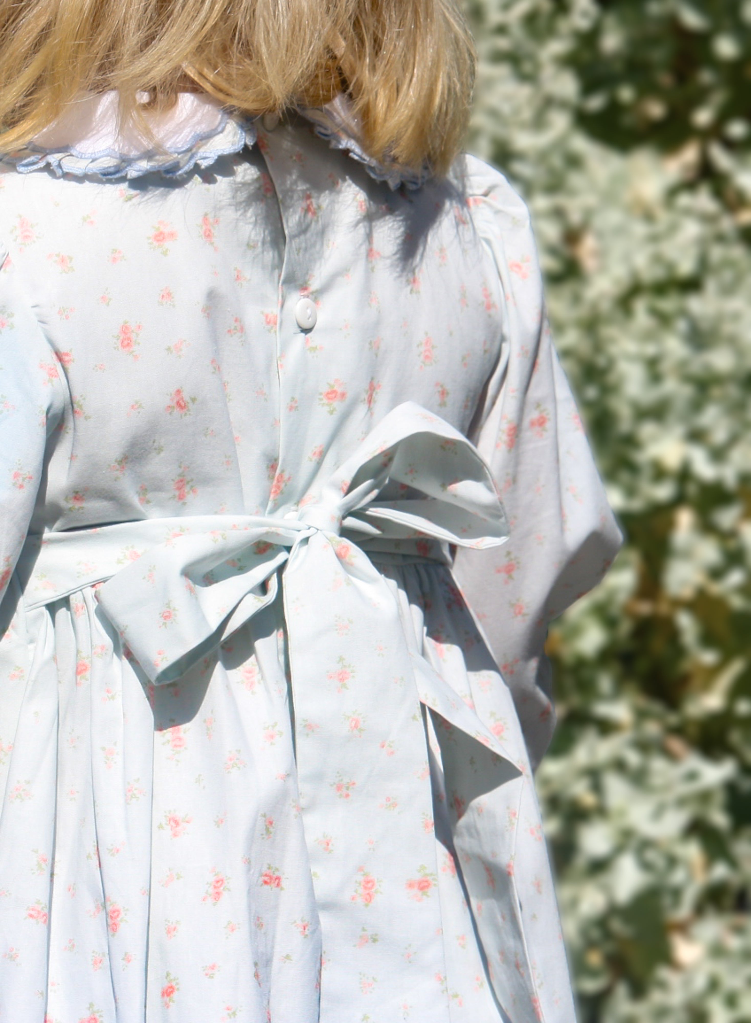 {Sutherby Girls} Signature Smocked Dress ~ Blue Coquette Roses