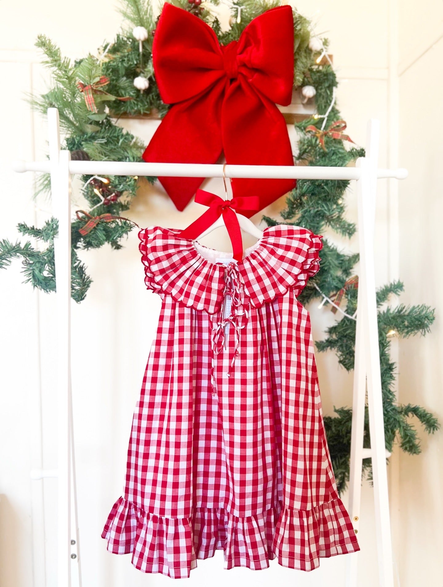 {Sutherby Girls} Signature ‘Mabel' Capelet Daygown ~ Red Picnic Gingham