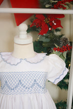 {Sutherby Girls} Signature Celebration Smocked Dress ~ Pale Blue/White
