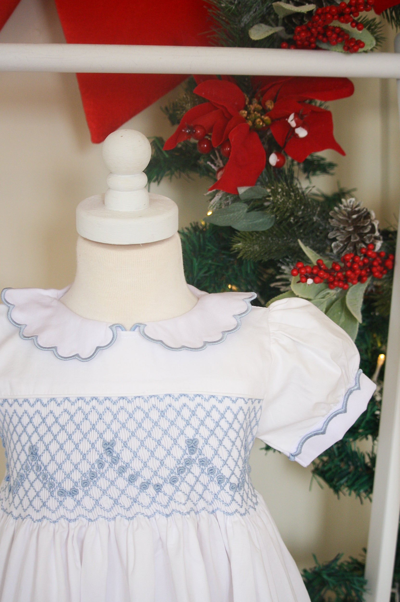{Sutherby Girls} Signature Celebration Smocked Dress ~ Pale Blue/White