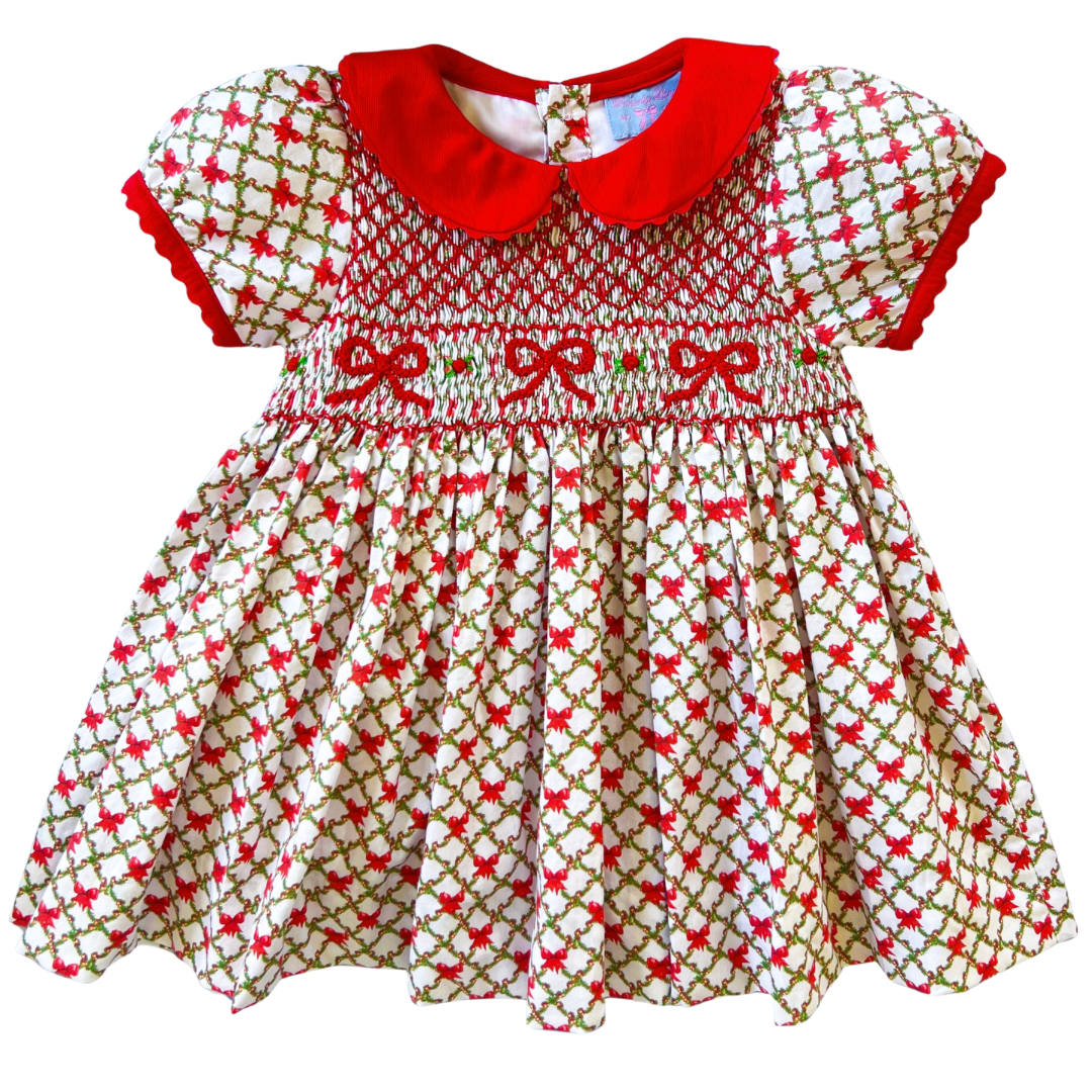 {Sutherby Girls} Signature Smocked Dress ~ Holiday Garland Trellis