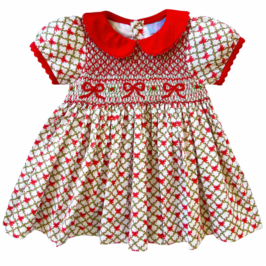 {Sutherby Girls} Signature Smocked Dress ~ Holiday Garland Trellis