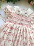 {Sutherby Girls} Signature Smocked Dress - Pink Bow Trellis