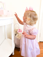 Pastel Pink Striped Embroidered Dress