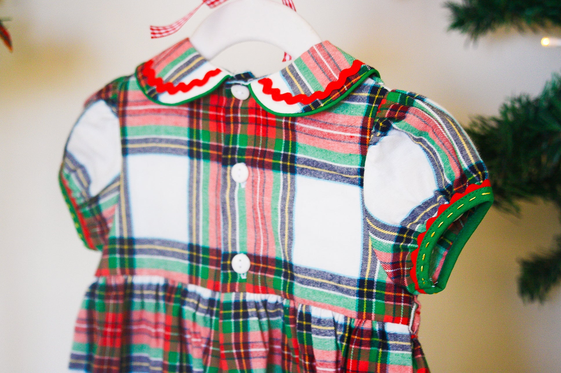 {Sutherby Girls} Signature Smocked Romper ~ Christmas Fair Tartan