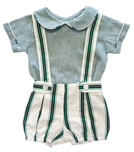 Load image into Gallery viewer, The Suspender Bloomer Set - Forest Green Stripe
