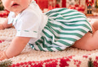 {Sutherby Boys} Belted Romper ~ Evergreen Stripe
