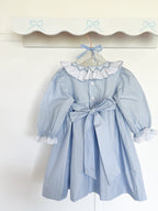 {Sutherby Girls} Signature Smocked Dress ~ Blue Houndstooth