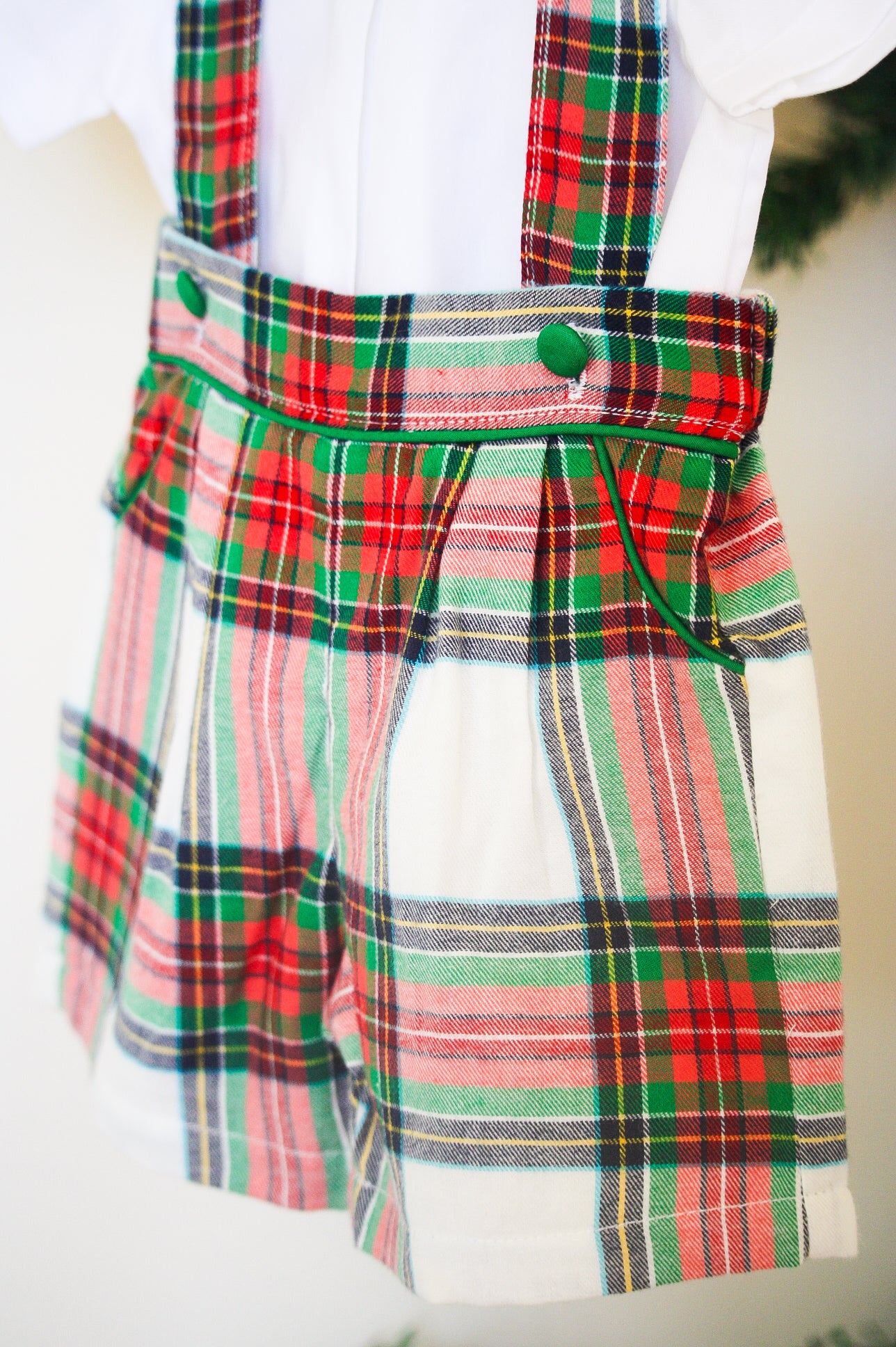 {Sutherby Boys} Signature Suspender Shorts ~ Christmas Fair Tartan
