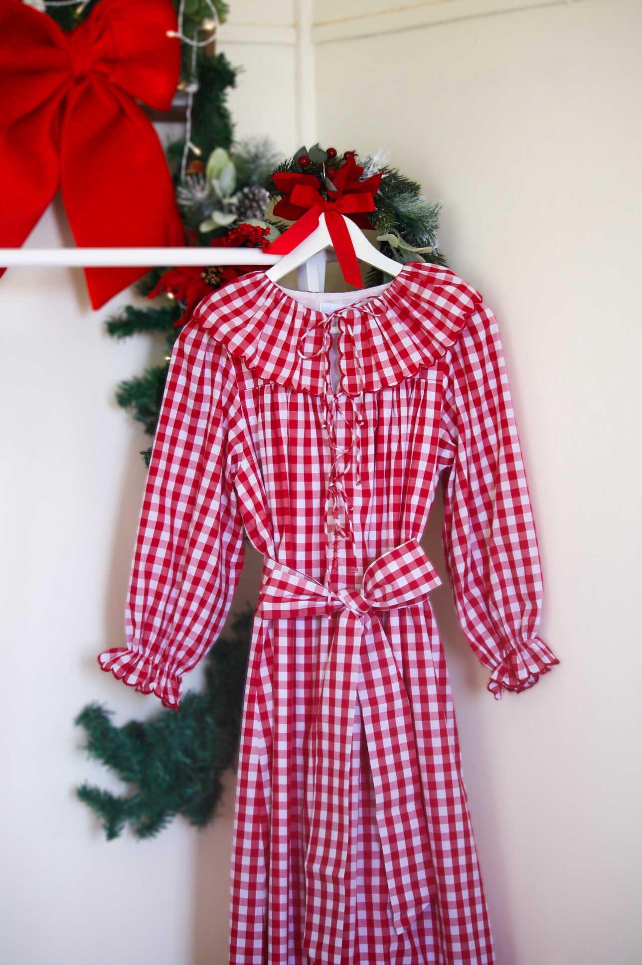 {Sutherby Ladies} Signature ‘Lola' Capelet Dress ~ Classic Red Gingham