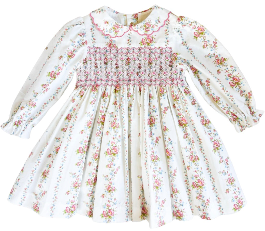 {Sutherby Girls} Signature Smocked Dress ~ Vintage Wallpaper Floral