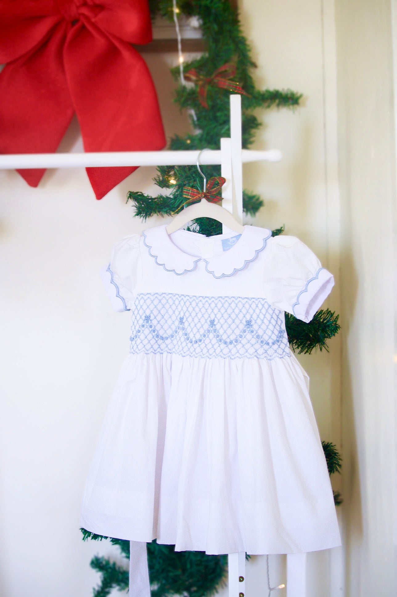{Sutherby Girls} Signature Celebration Smocked Dress ~ Pale Blue/White