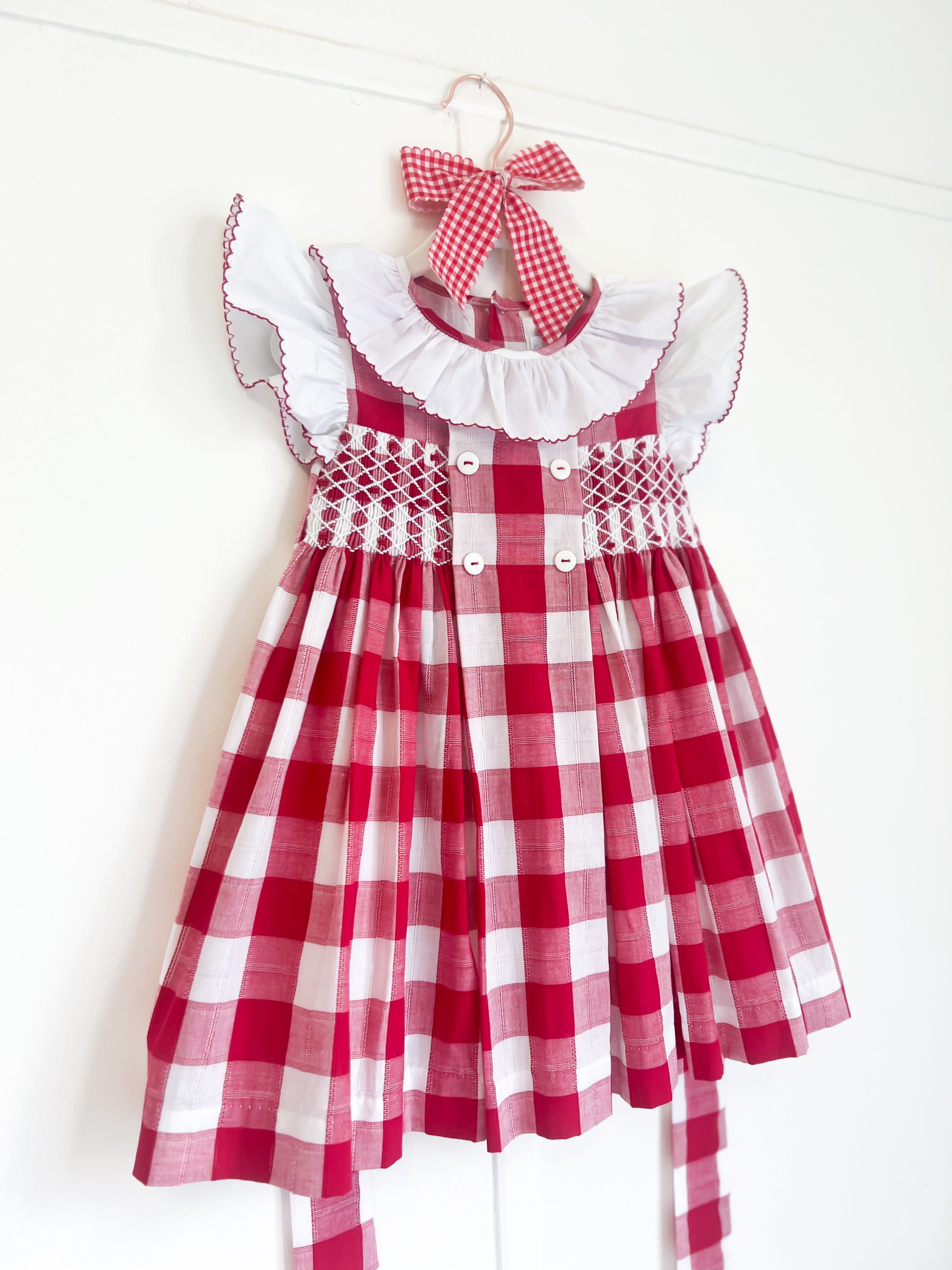 {Sutherby Girls} Signature Smocked Dress - Heritage Red Gingham ~ FARMHOUSE SALE