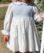 {Sutherby Girls} Signature Smocked Dress ~ Blue Coquette Roses