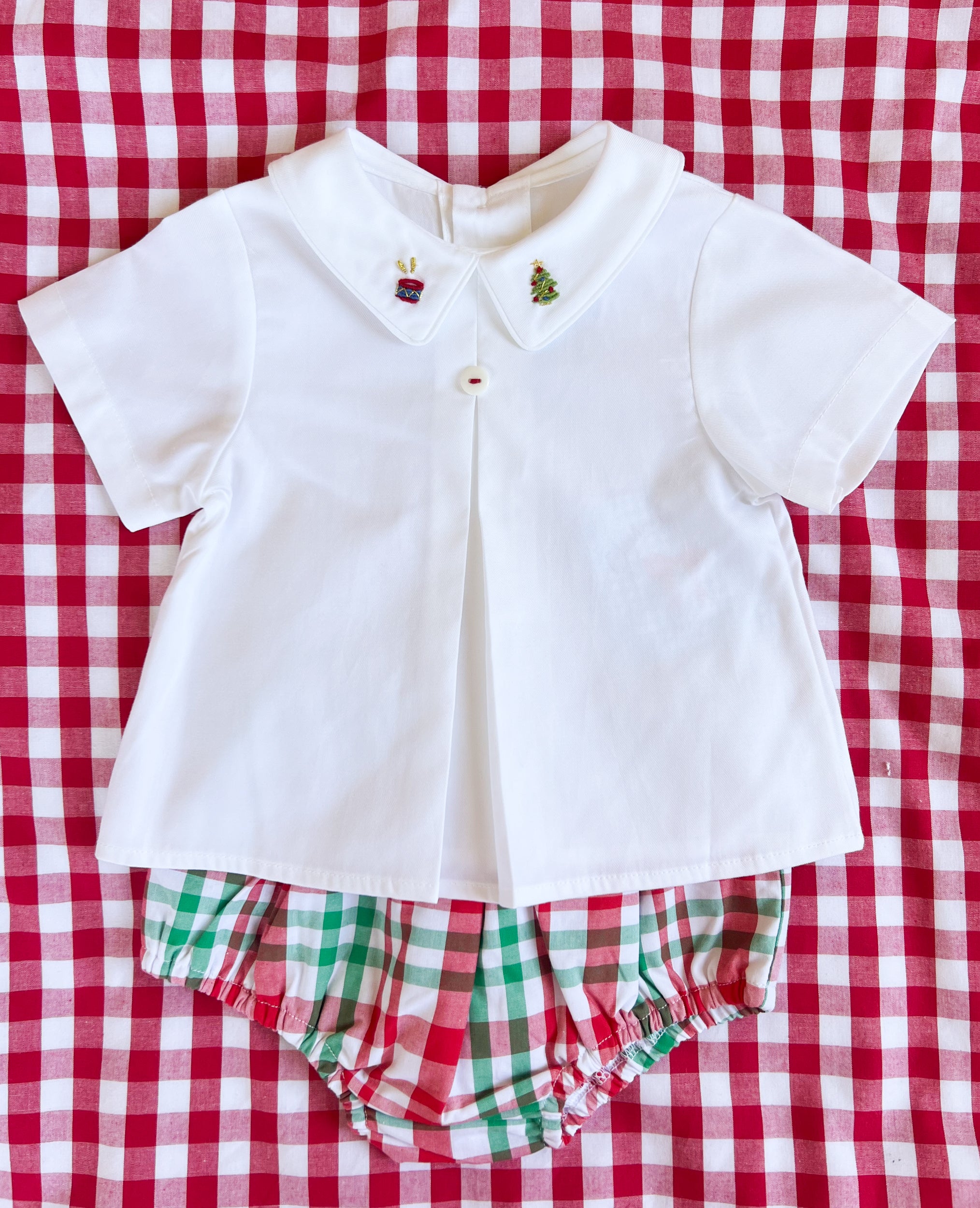 {Sutherby Boys} Nostalgic Embroidered Shirt ~ Heirloom White/Red