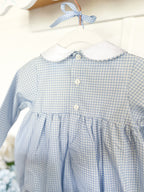 {Sutherby Baby} Signature Smocked Romper ~ Blue Houndstooth