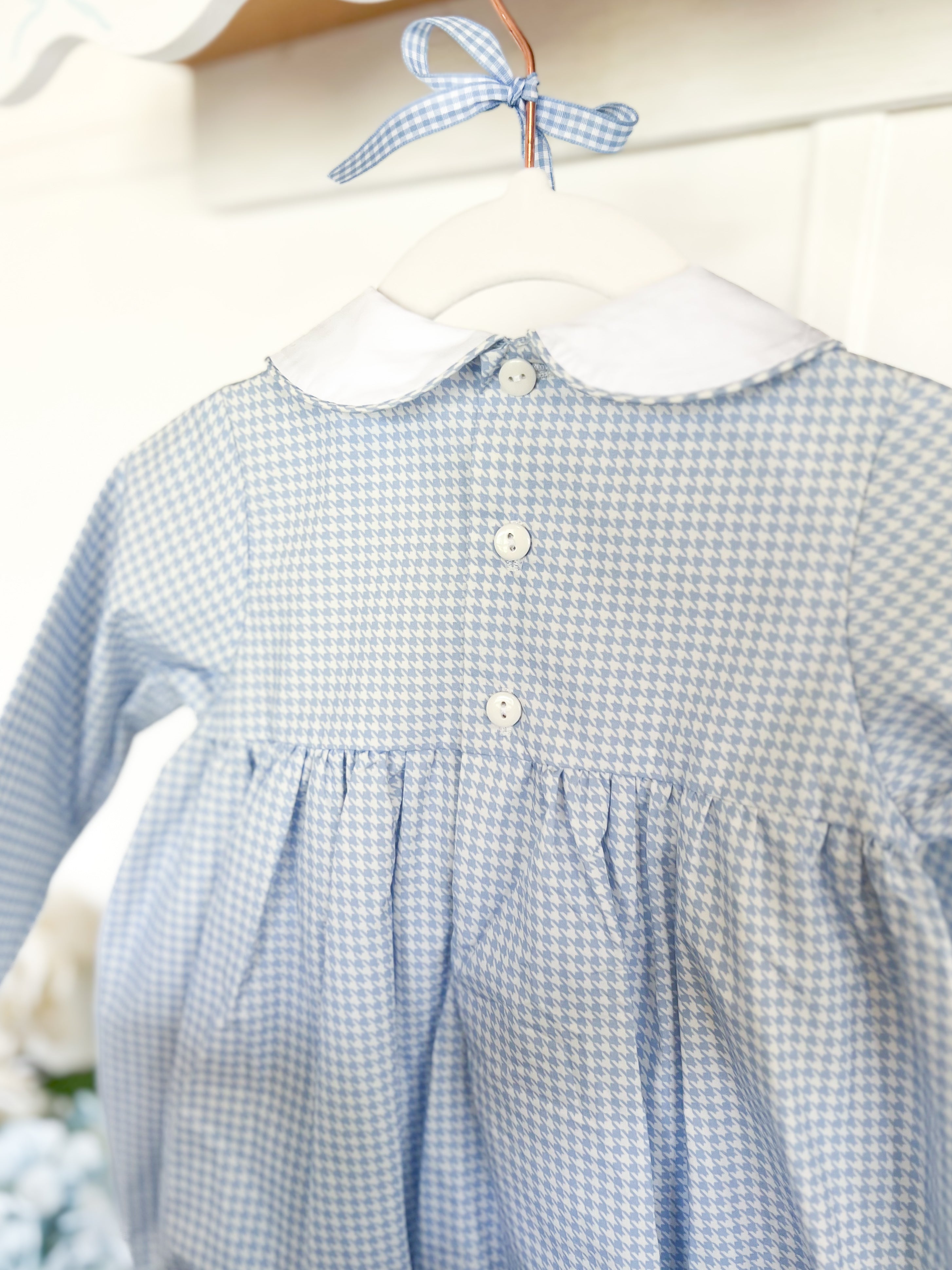 {Sutherby Baby} Signature Smocked Romper ~ Blue Houndstooth