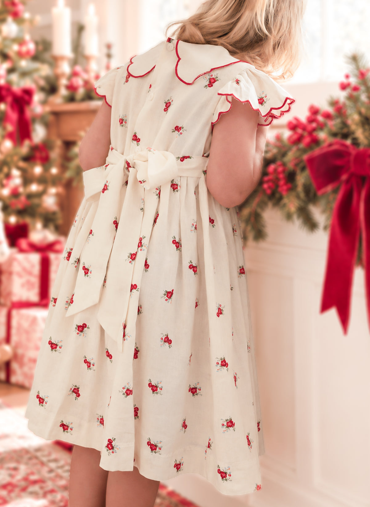 {Sutherby Girls} Signature Smocked Dress ~ Crimson Posy