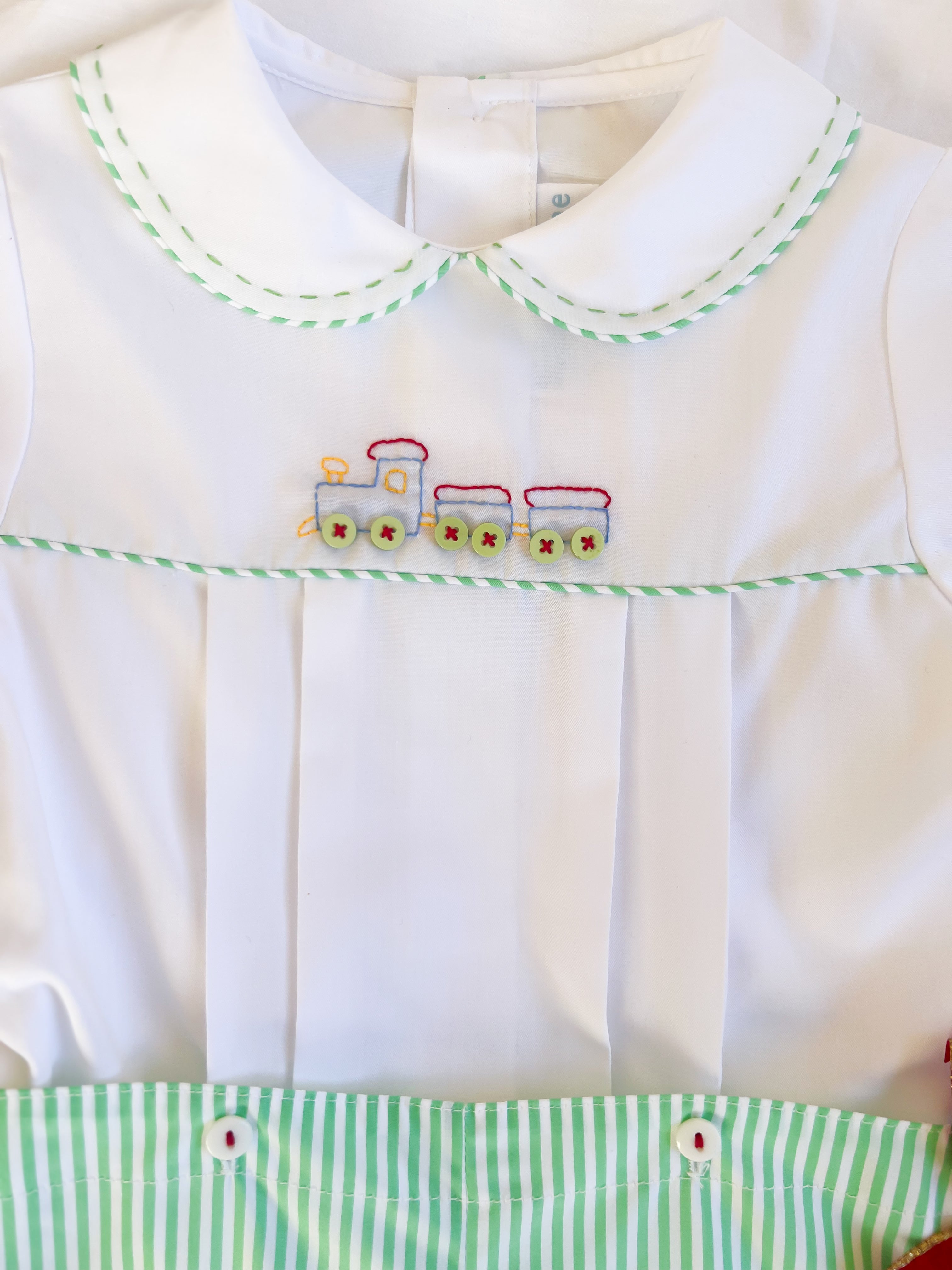 {Sutherby Boys} Festive Train 2pc Set ~ Peppermint Green Striped