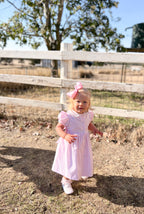 Pastel Pink Striped Embroidered Dress
