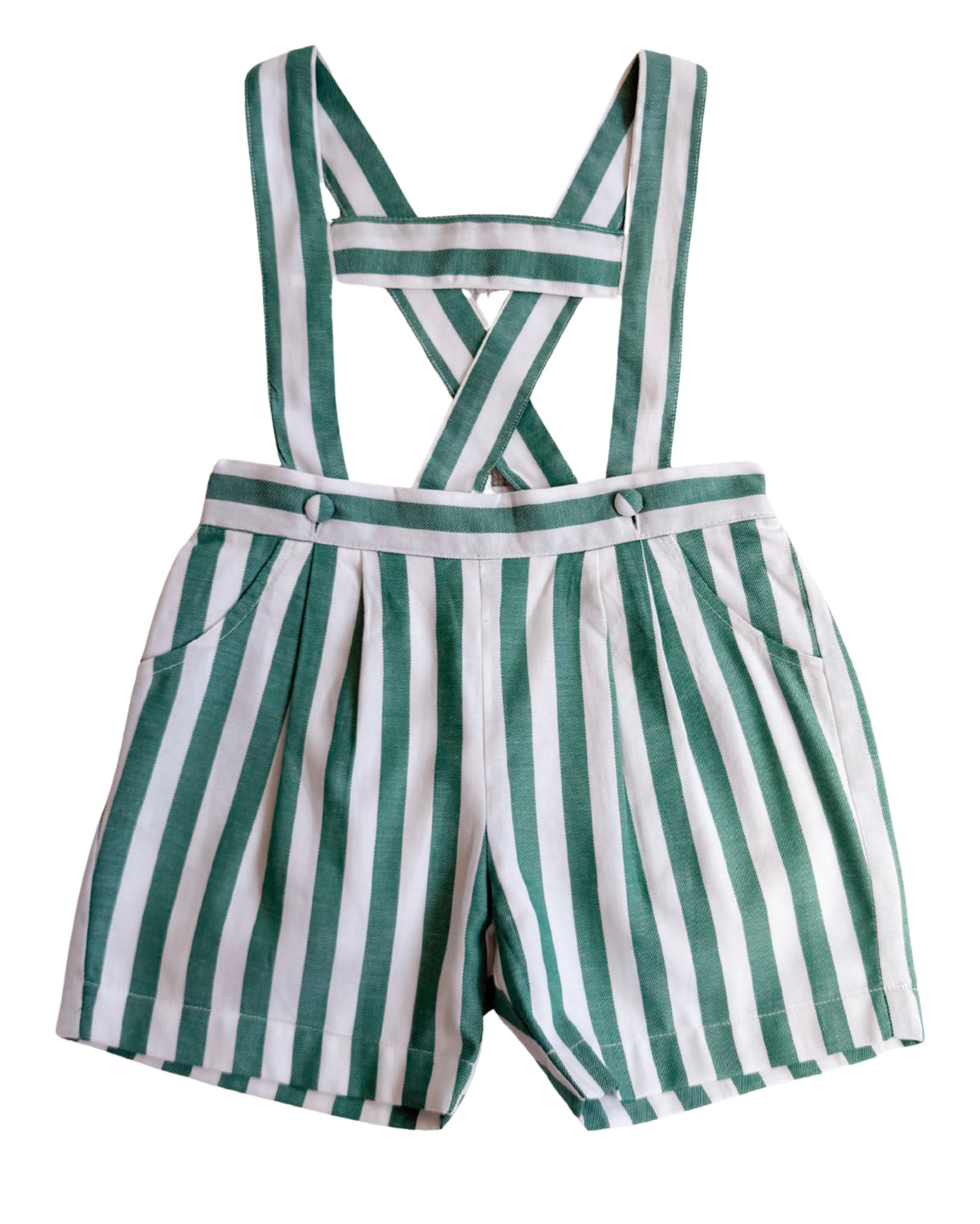 {Sutherby Boys} Suspender Shorts ~ Evergreen Stripe
