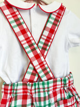 Load image into Gallery viewer, Gingerbread Plaid Shortall
