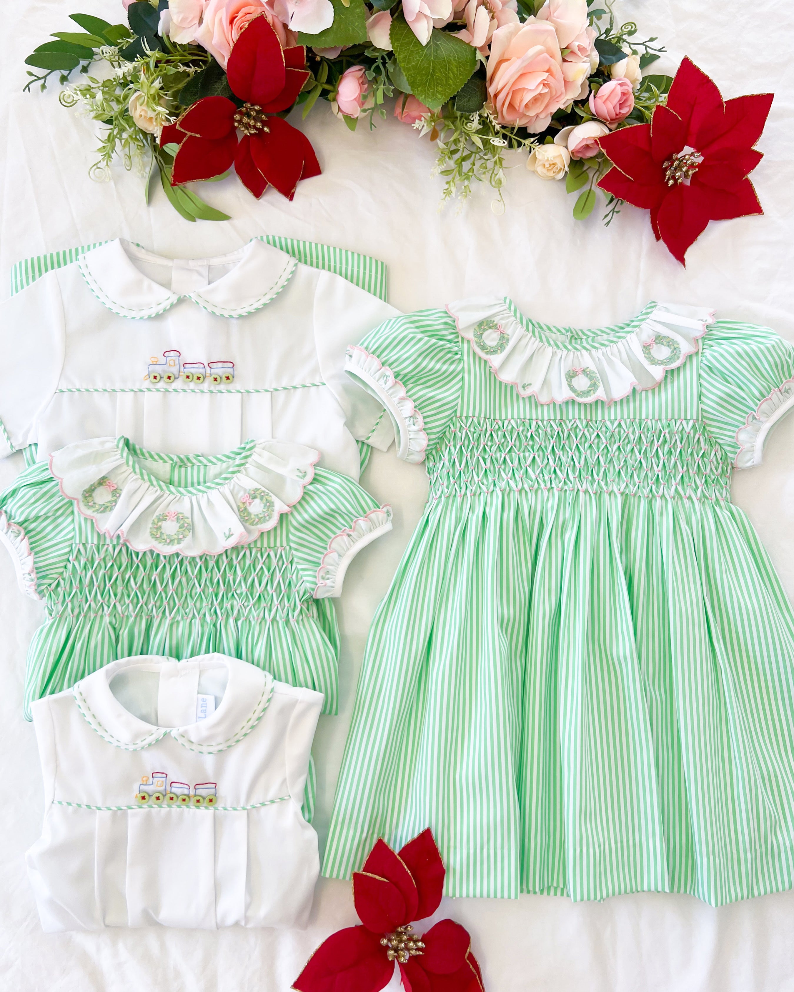 {Sutherby Boys} Festive Train 2pc Set ~ Peppermint Green Striped