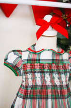 Load image into Gallery viewer, {Sutherby Girls} Signature Smocked Dress ~ Christmas Fair Tartan
