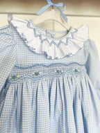 {Sutherby Girls} Signature Smocked Dress ~ Blue Houndstooth